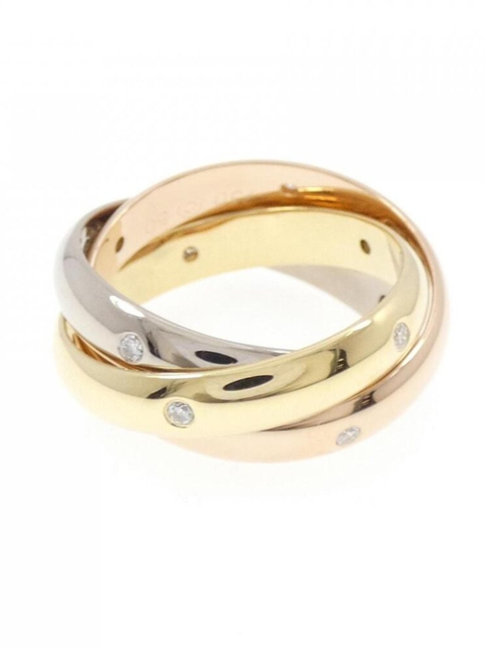 Authentic Cartier Trinity Diamond Ring 18K Tri-Color Gold Size 5 Box Papers